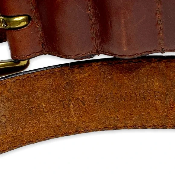 Men's John Henry Brown Tanned Cowhide Brass Buckle Leather Belt 42 - Picture 6 of 6